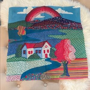 Vintage 70’s Colorful Rainbow Homespun scarf